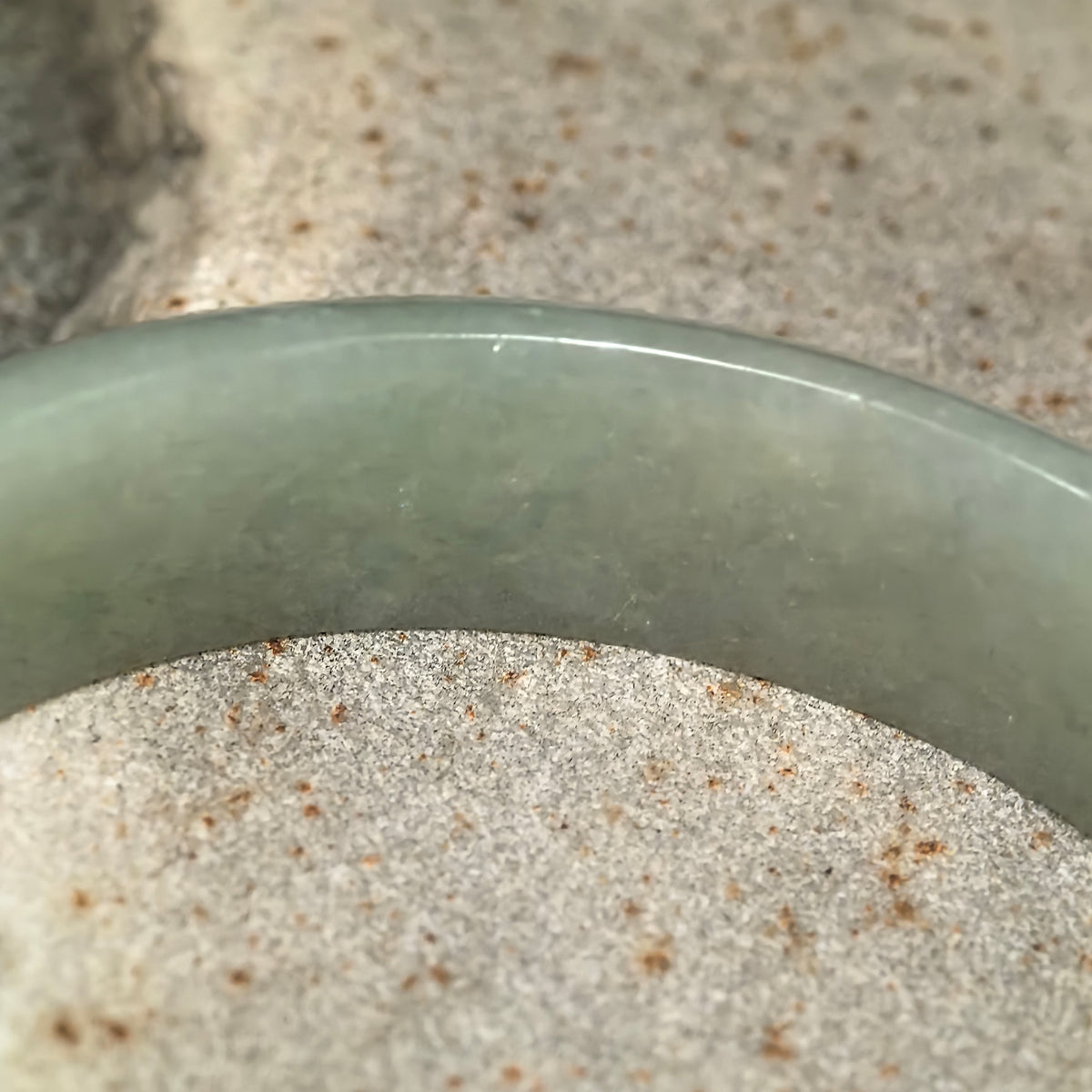 Glutinous Pale Apple Green D-Shape Jadeite Bangle -58mm
