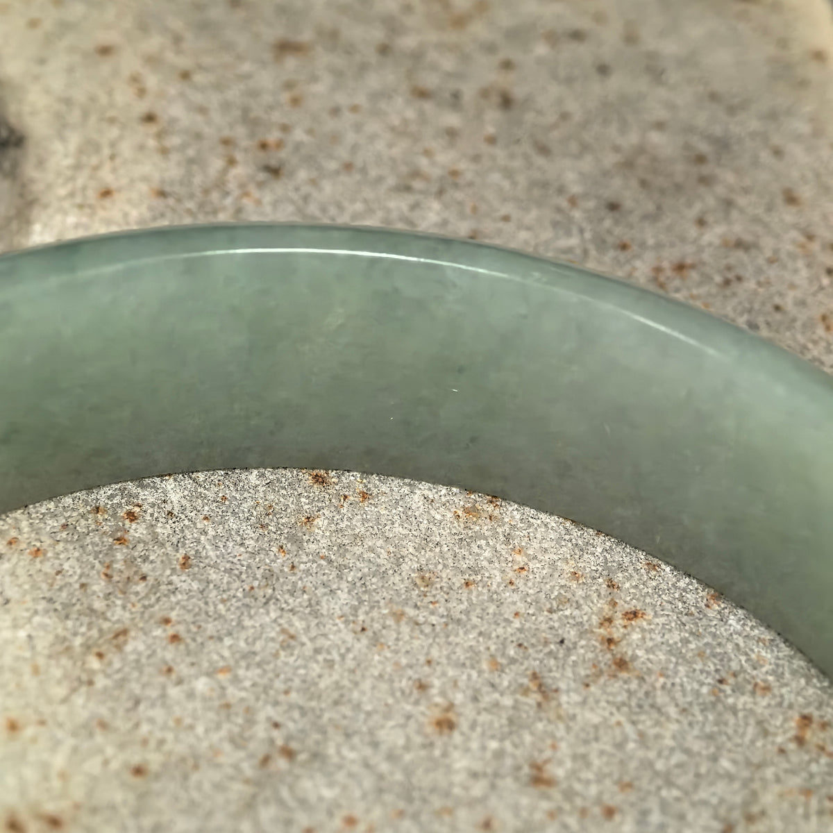 Glutinous Pale Apple Green D-Shape Jadeite Bangle -58mm