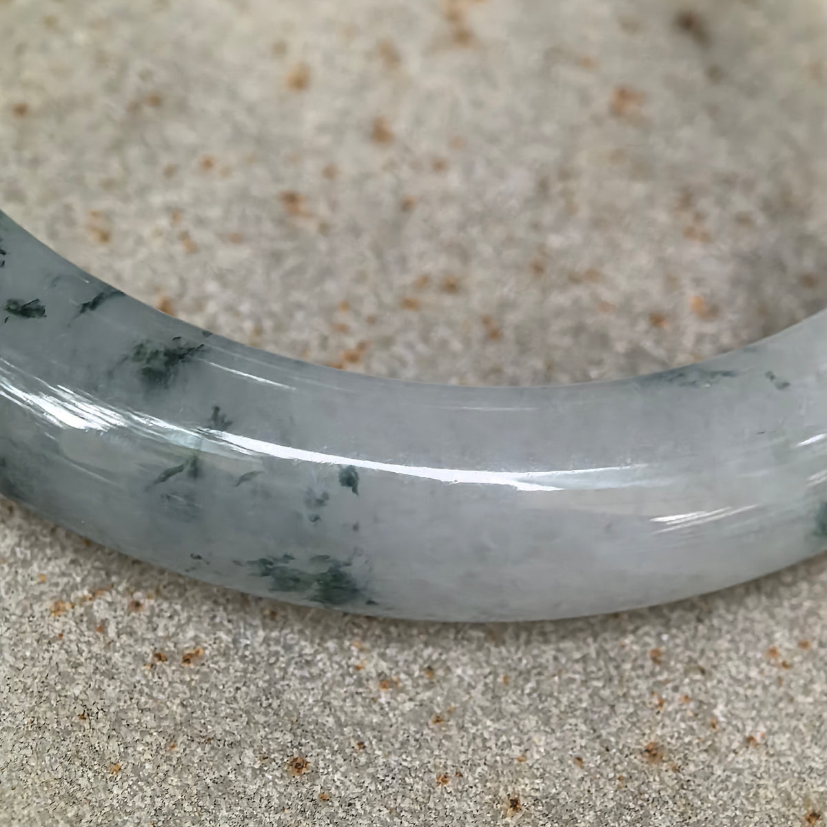 Icy Glutinous Deep Green Floating Flower D-Shape Jadeite Bangle -57mm