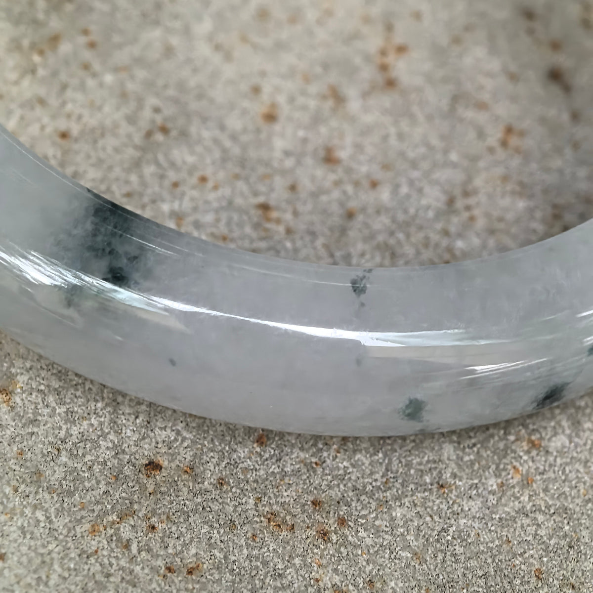Icy Glutinous Deep Green Floating Flower D-Shape Jadeite Bangle -57mm
