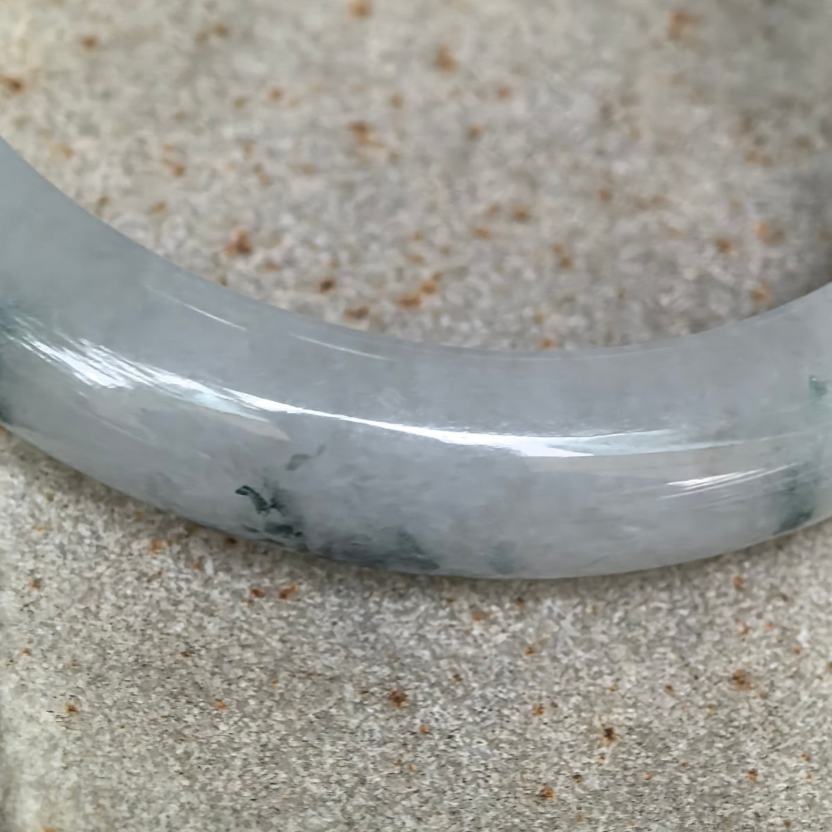 Icy Glutinous Deep Green Floating Flower D-Shape Jadeite Bangle -57mm