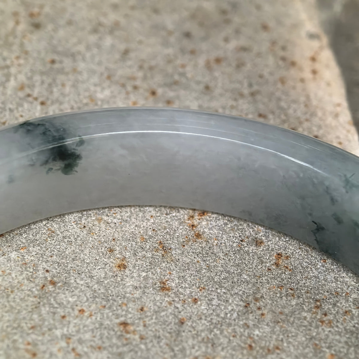 Icy Glutinous Deep Green Floating Flower D-Shape Jadeite Bangle -57mm