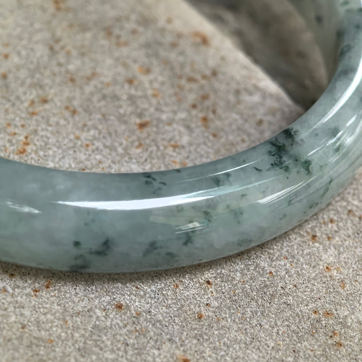 Fine Glutinous Deep Green Floating Flower D-Shape Jadeite Bangle -57mm