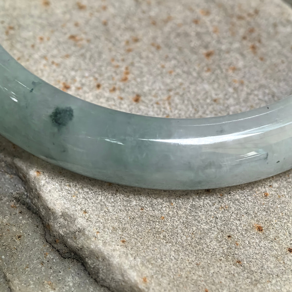 Fine Glutinous Deep Green Floating Flower D-Shape Jadeite Bangle -57mm