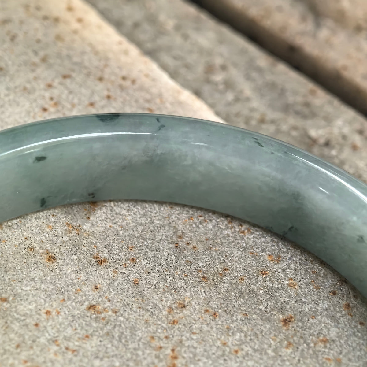 Fine Glutinous Deep Green Floating Flower D-Shape Jadeite Bangle -57mm