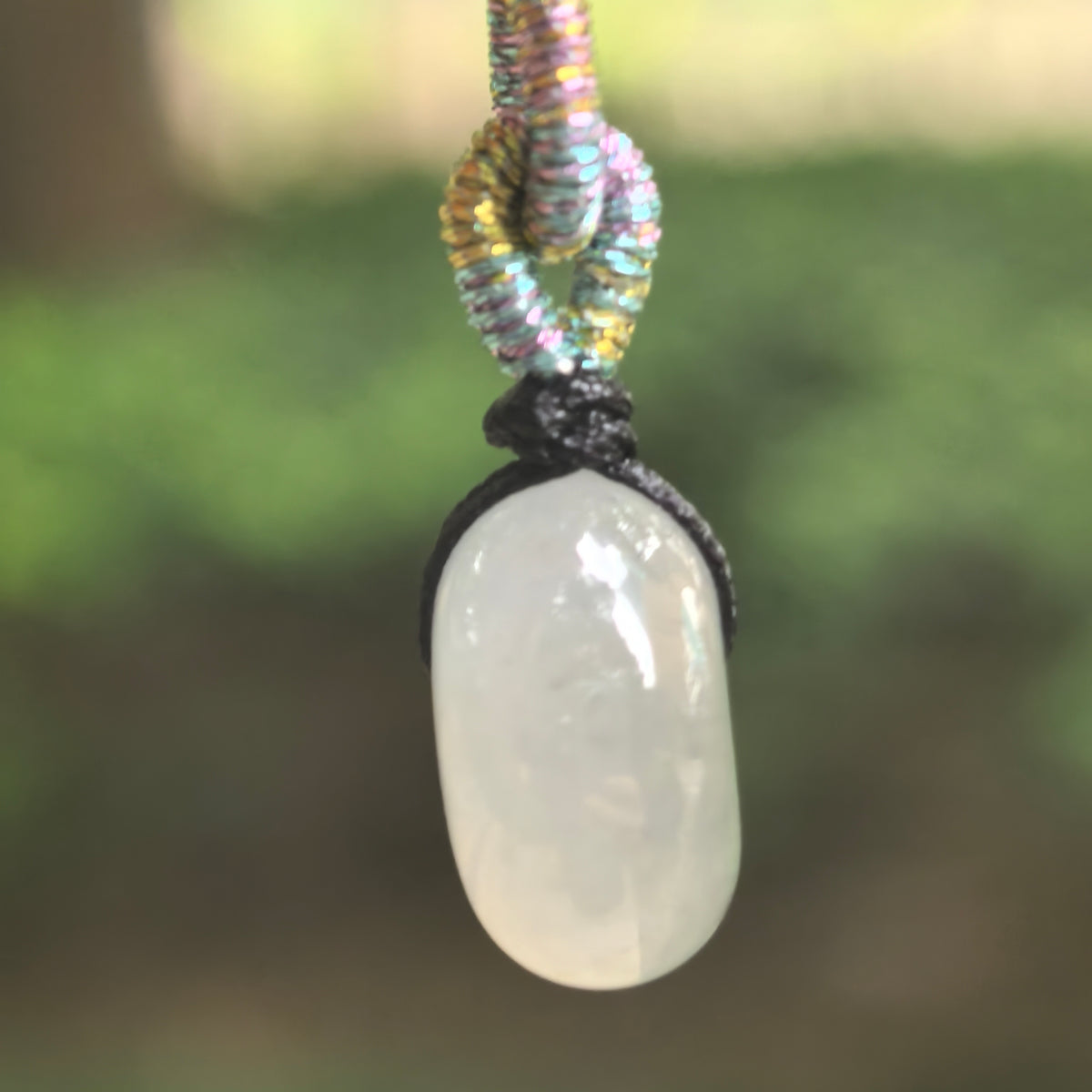 Icy Glutinous Light Gray Thick Jadeite Peace Pendant