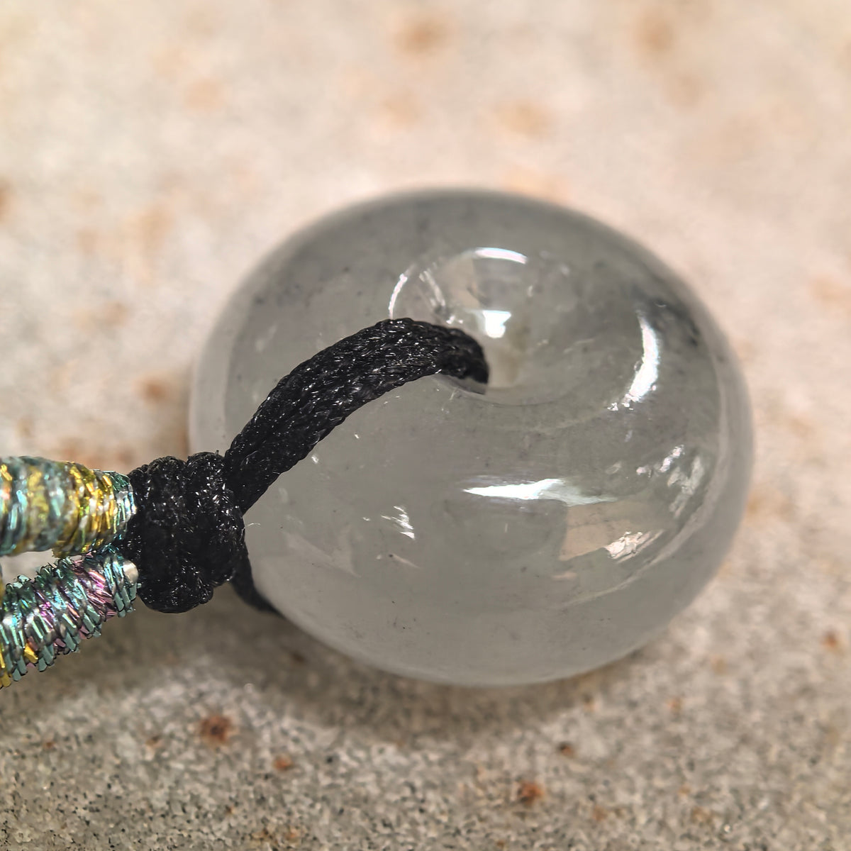 Icy Glutinous Light Gray Thick Jadeite Peace Pendant