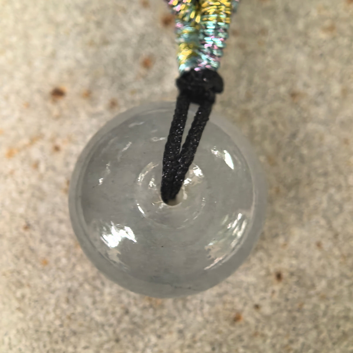 Icy Glutinous Light Gray Thick Jadeite Peace Pendant