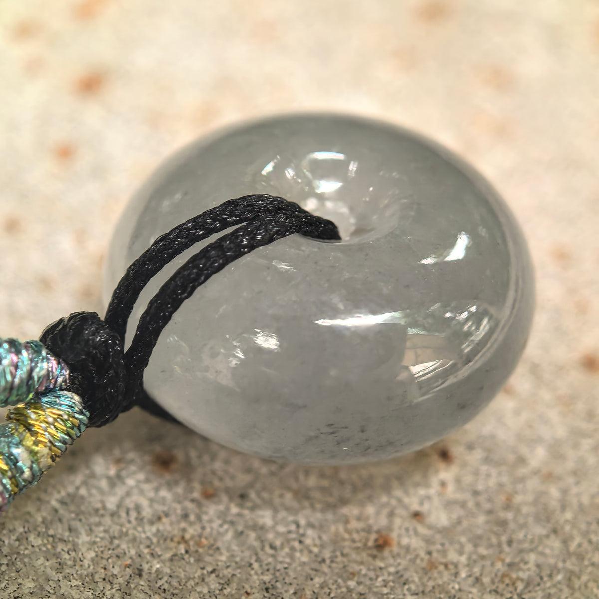 Icy Glutinous Light Gray Thick Jadeite Peace Pendant