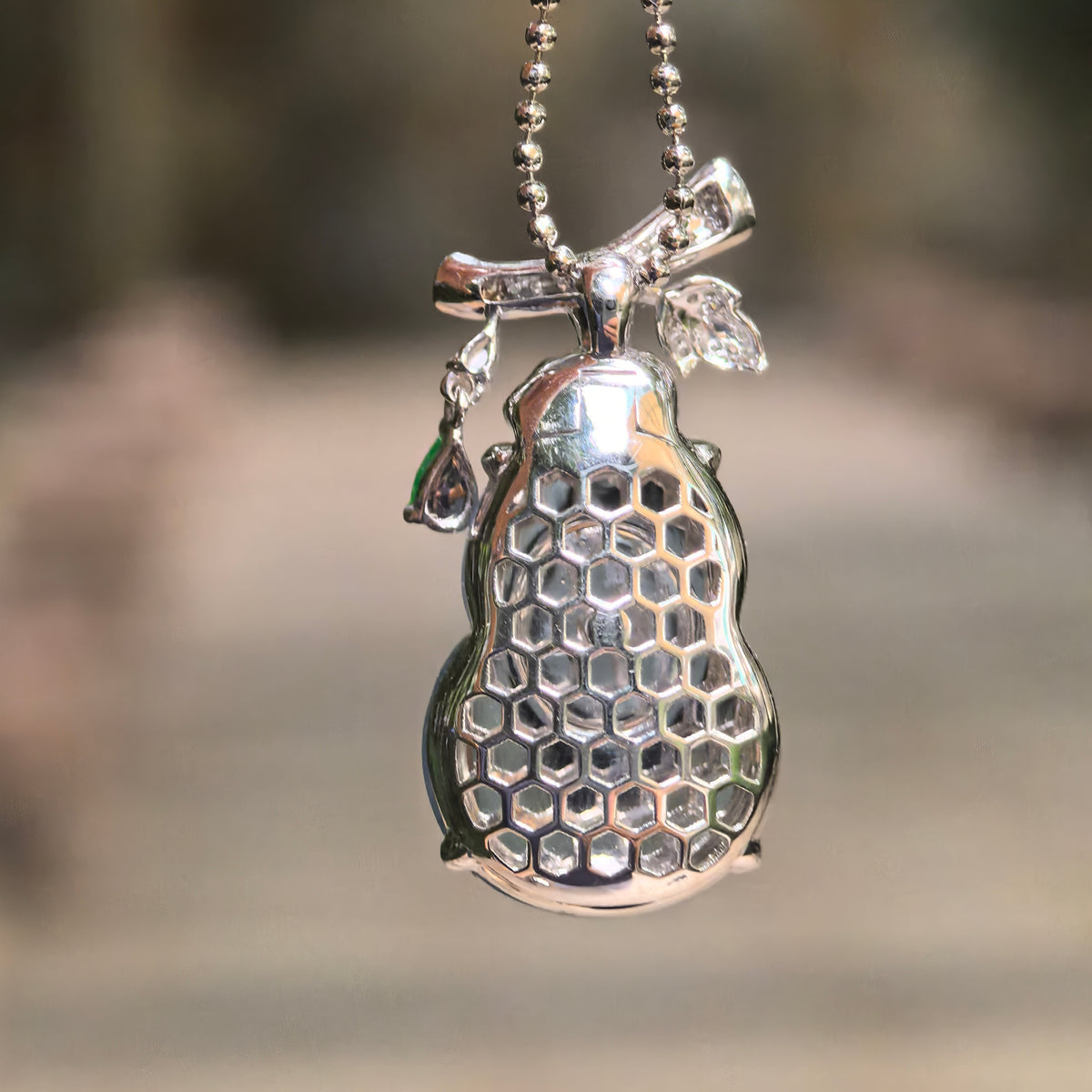 Icy Blue-Purple Gourd Jadeite Pendant with 18K Gold and Diamond Setting