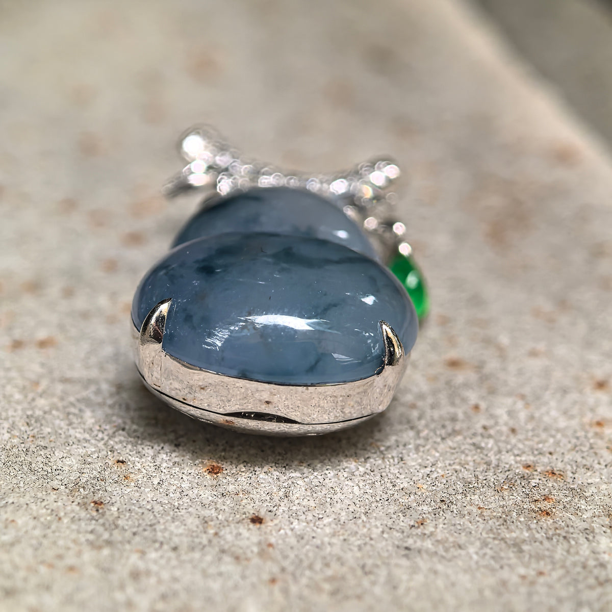 Icy Blue-Purple Gourd Jadeite Pendant with 18K Gold and Diamond Setting