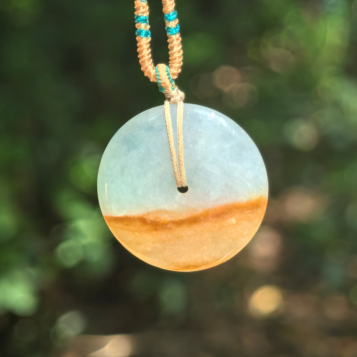 Icy Glutinous White and Yellow Jadeite Peace Pendant