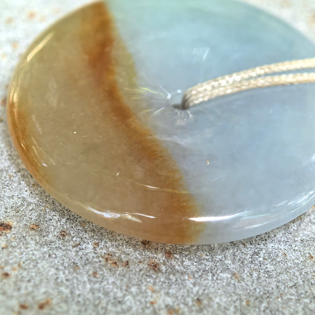 Icy Glutinous White and Yellow Jadeite Peace Pendant