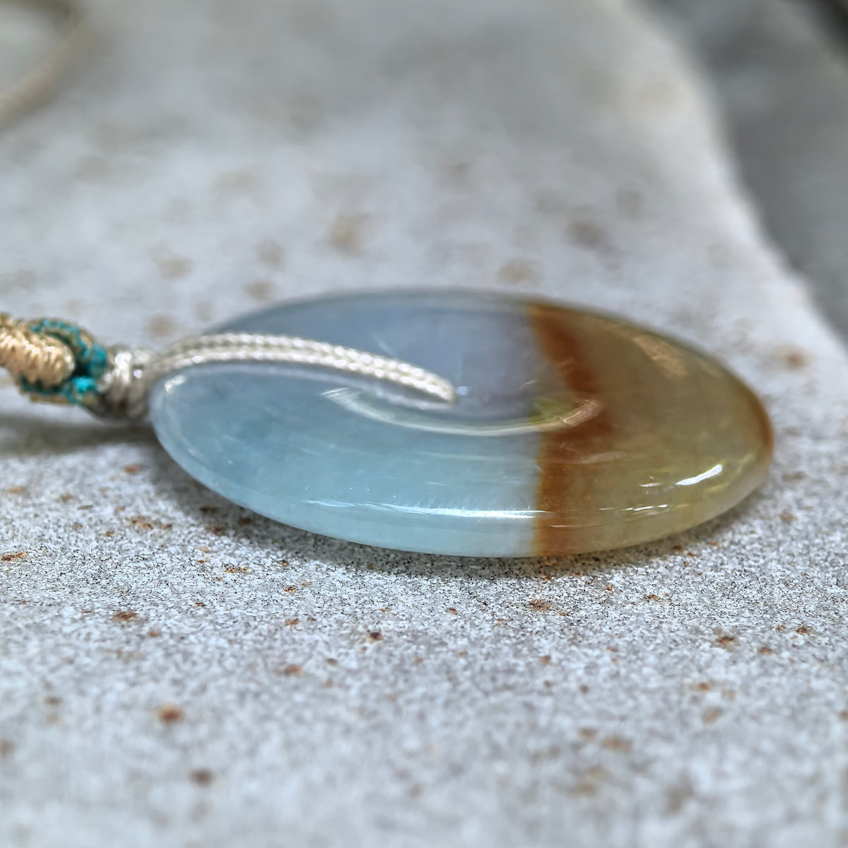 Icy Glutinous White and Yellow Jadeite Peace Pendant