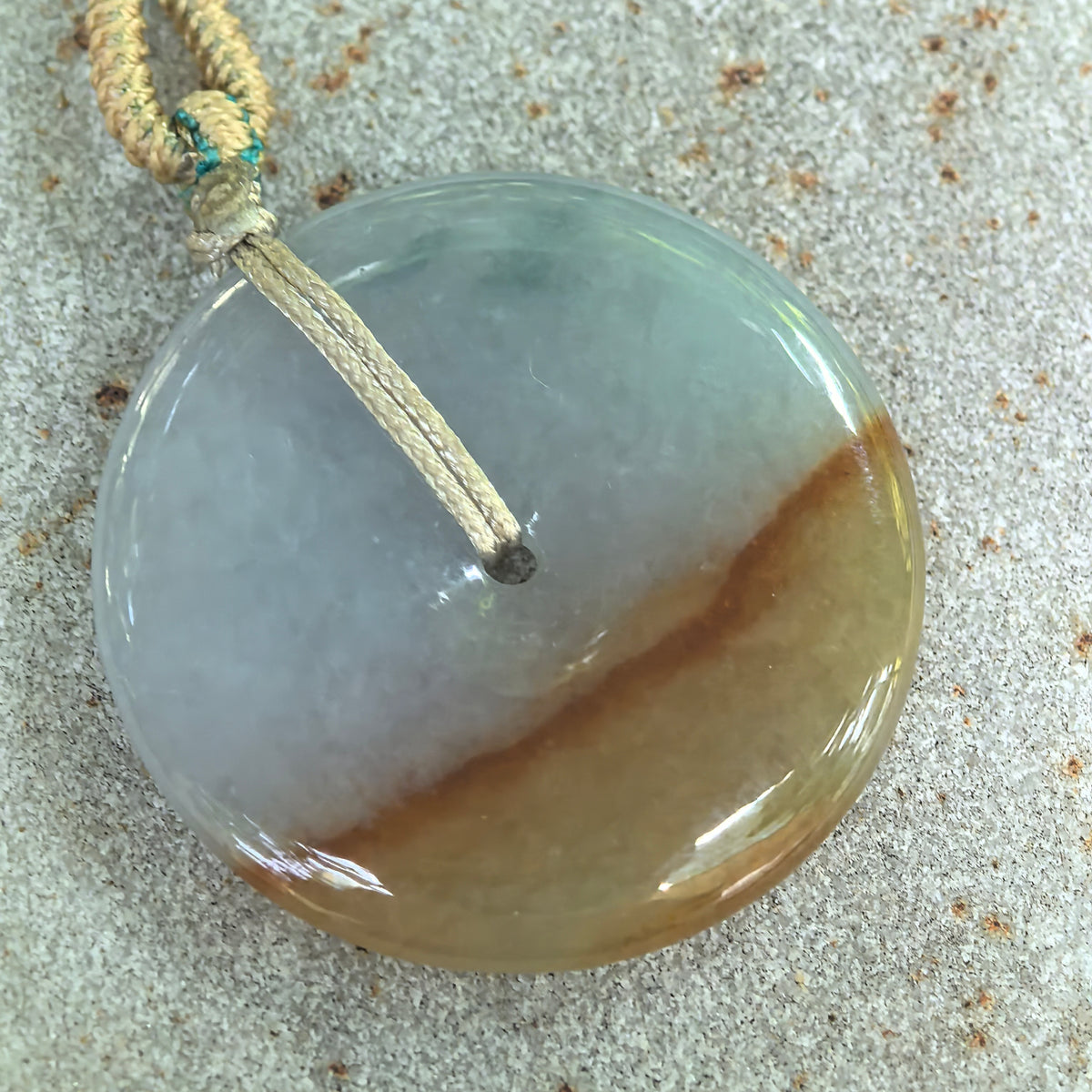 Icy Glutinous White and Yellow Jadeite Peace Pendant