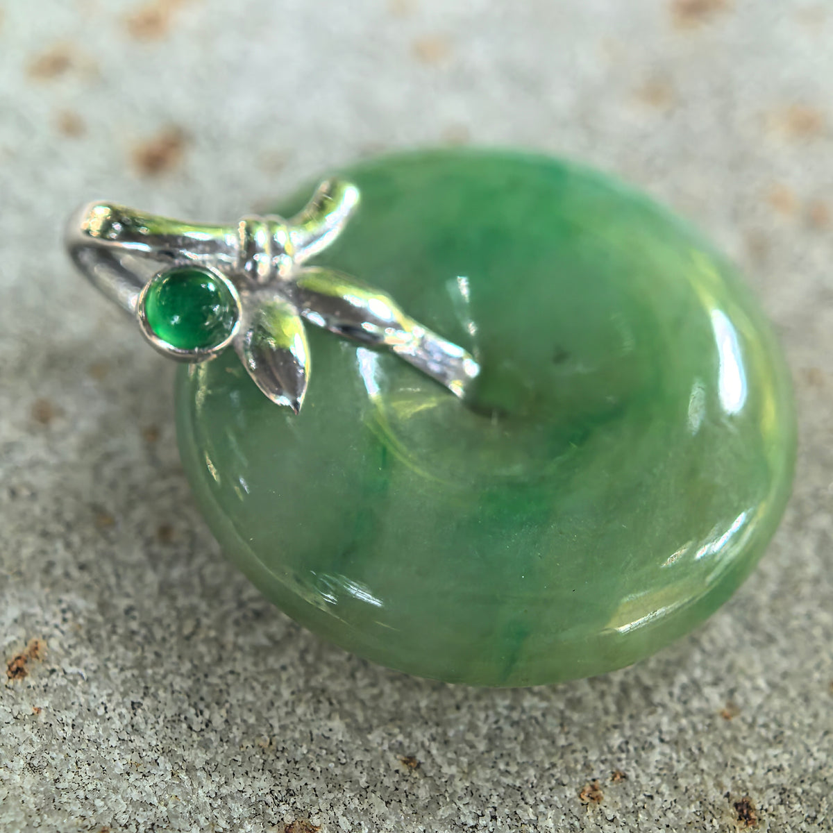 Icy Glutinous Green Jadeite Peace Pendant with Floating Patterns