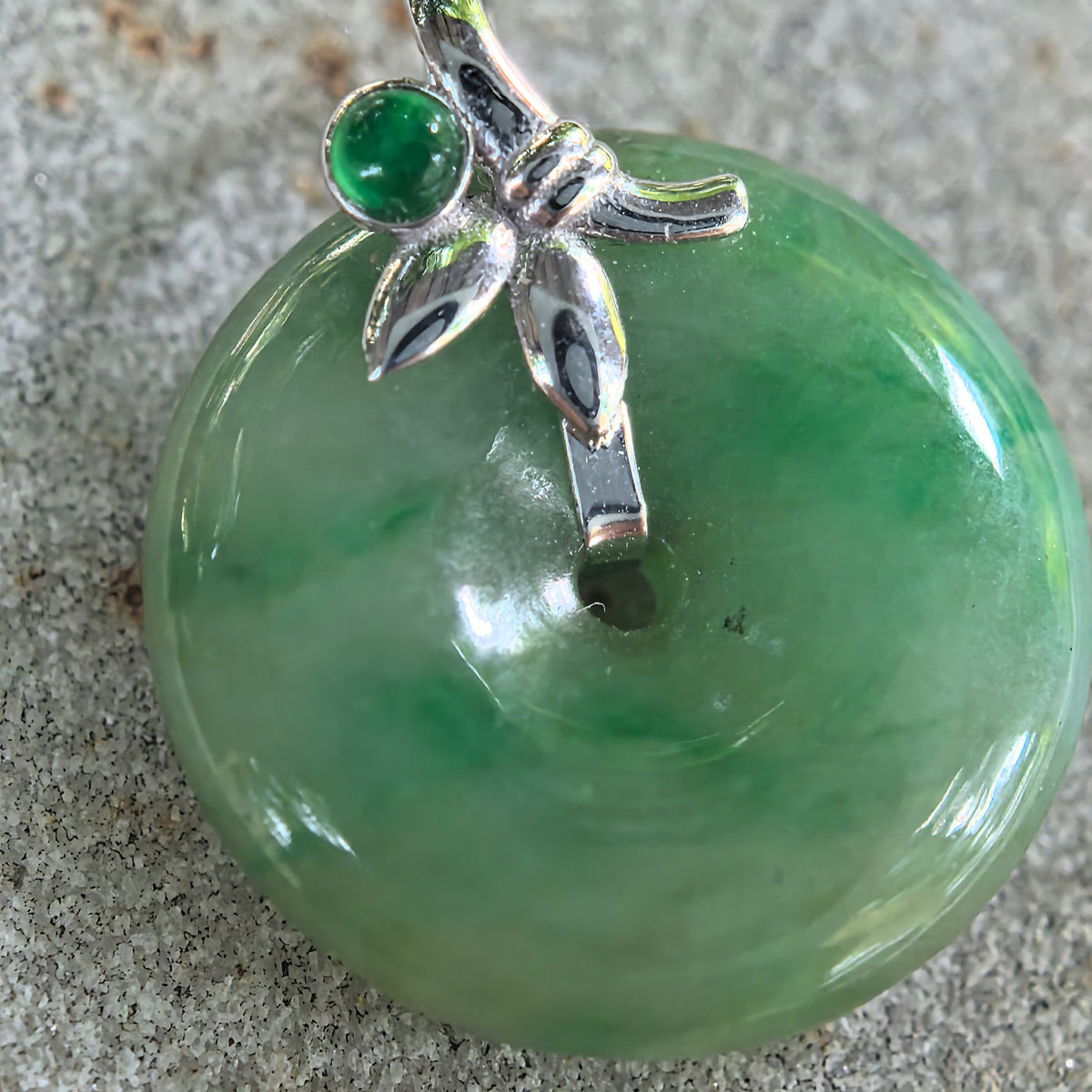 Icy Glutinous Green Jadeite Peace Pendant with Floating Patterns
