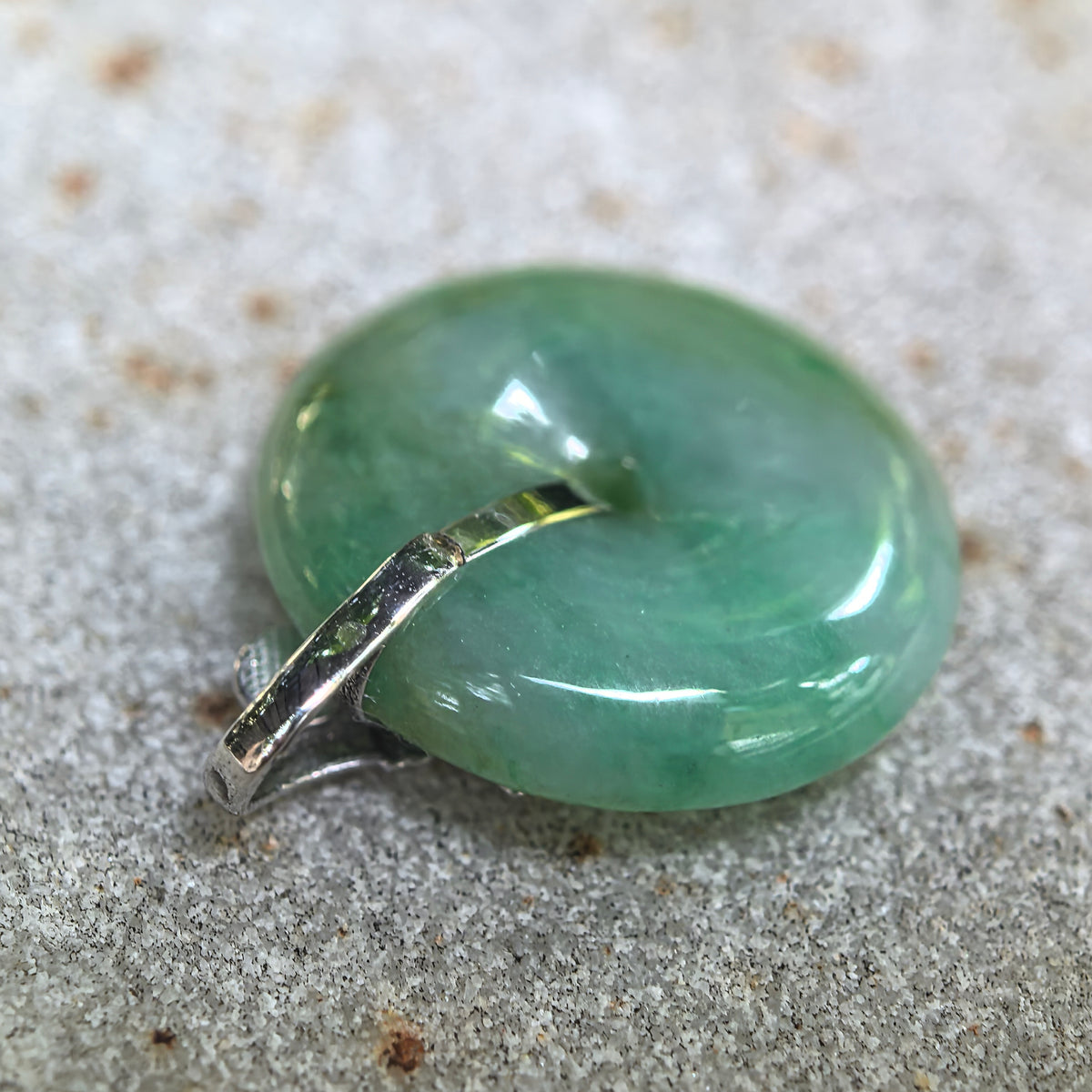 Icy Glutinous Green Jadeite Peace Pendant with Floating Patterns