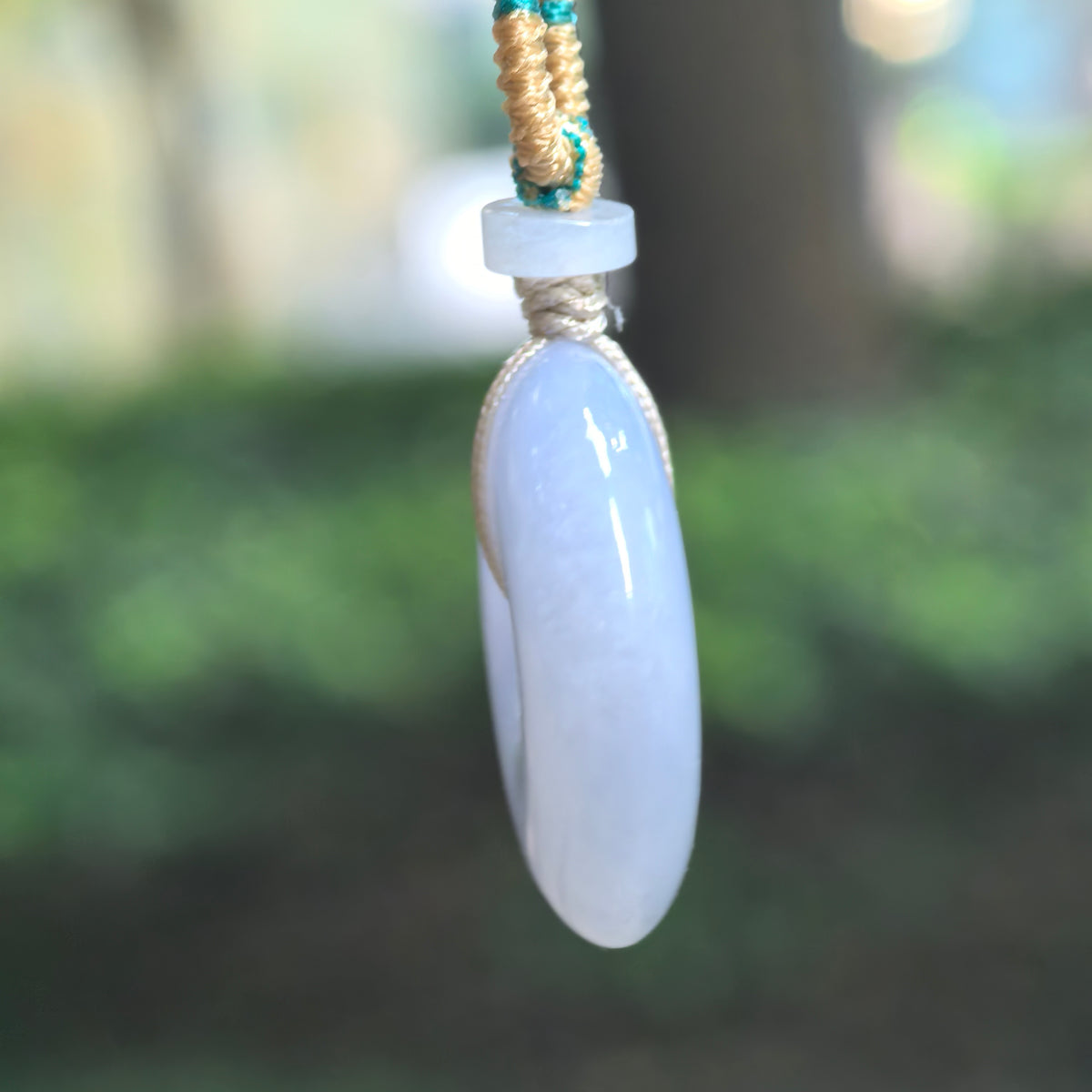 Icy Glutinous Blue-Lavender Jadeite Peace Pendant