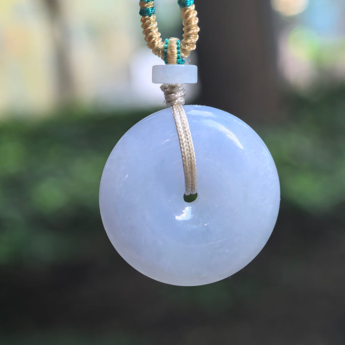 Icy Glutinous Blue-Lavender Jadeite Peace Pendant