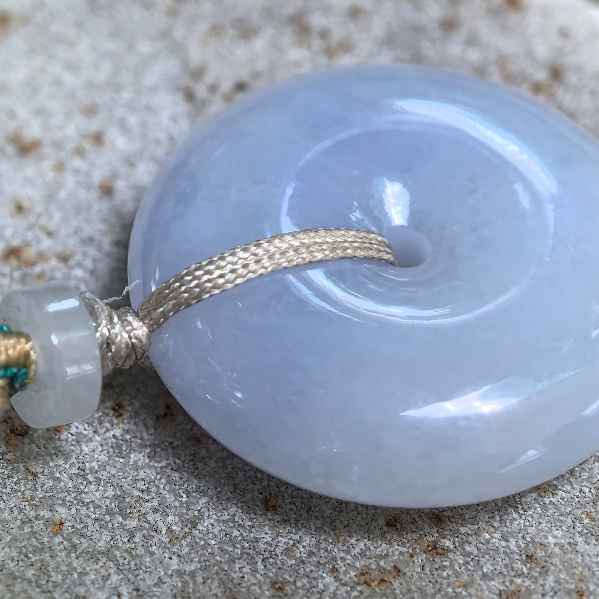 Icy Glutinous Blue-Lavender Jadeite Peace Pendant