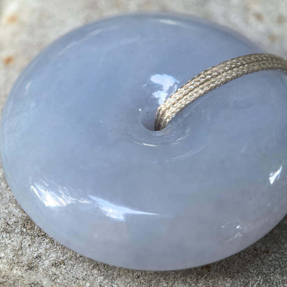 Icy Glutinous Blue-Lavender Jadeite Peace Pendant