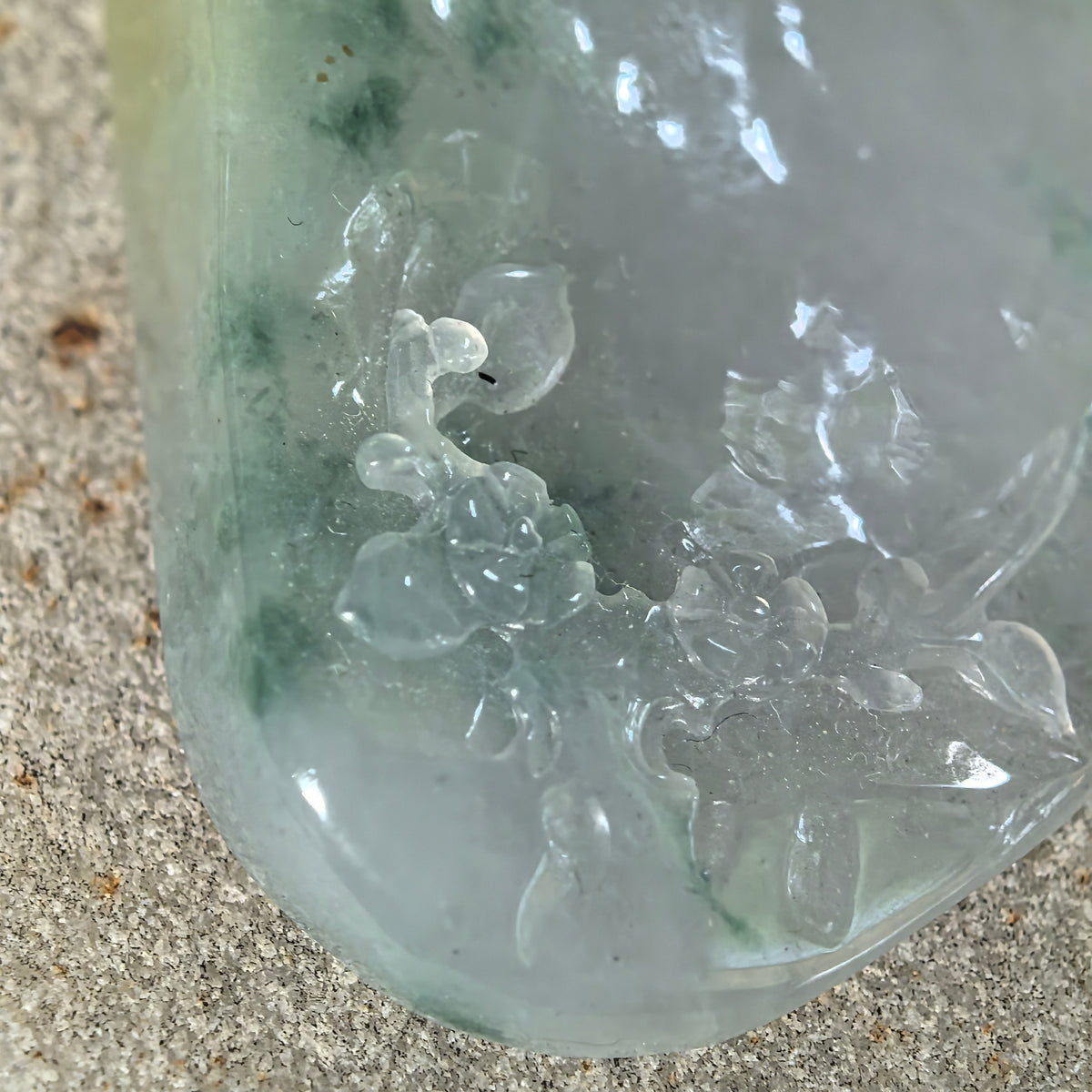 Icy Glutinous Yellow and Green Jadeite Freeform Floral Pendant