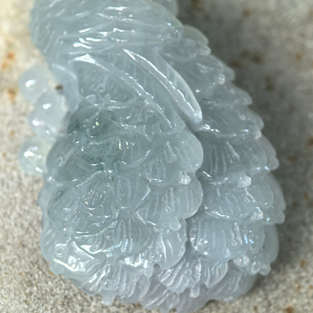 Icy Glutinous Blue Jadeite Phoenix Pendant
