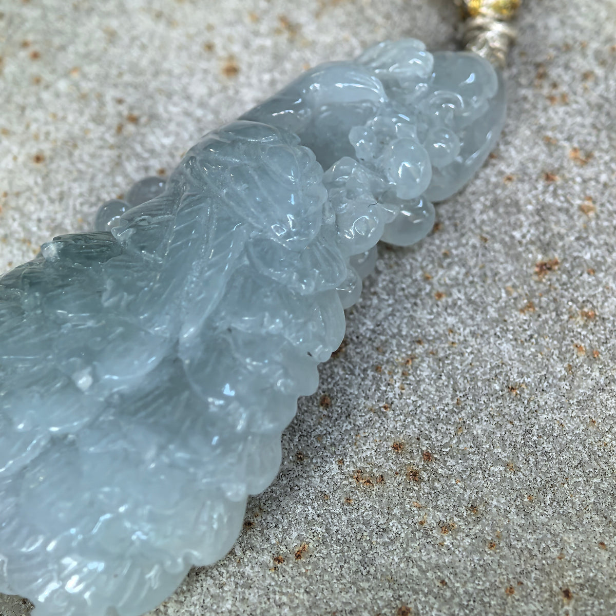 Icy Glutinous Blue Jadeite Phoenix Pendant