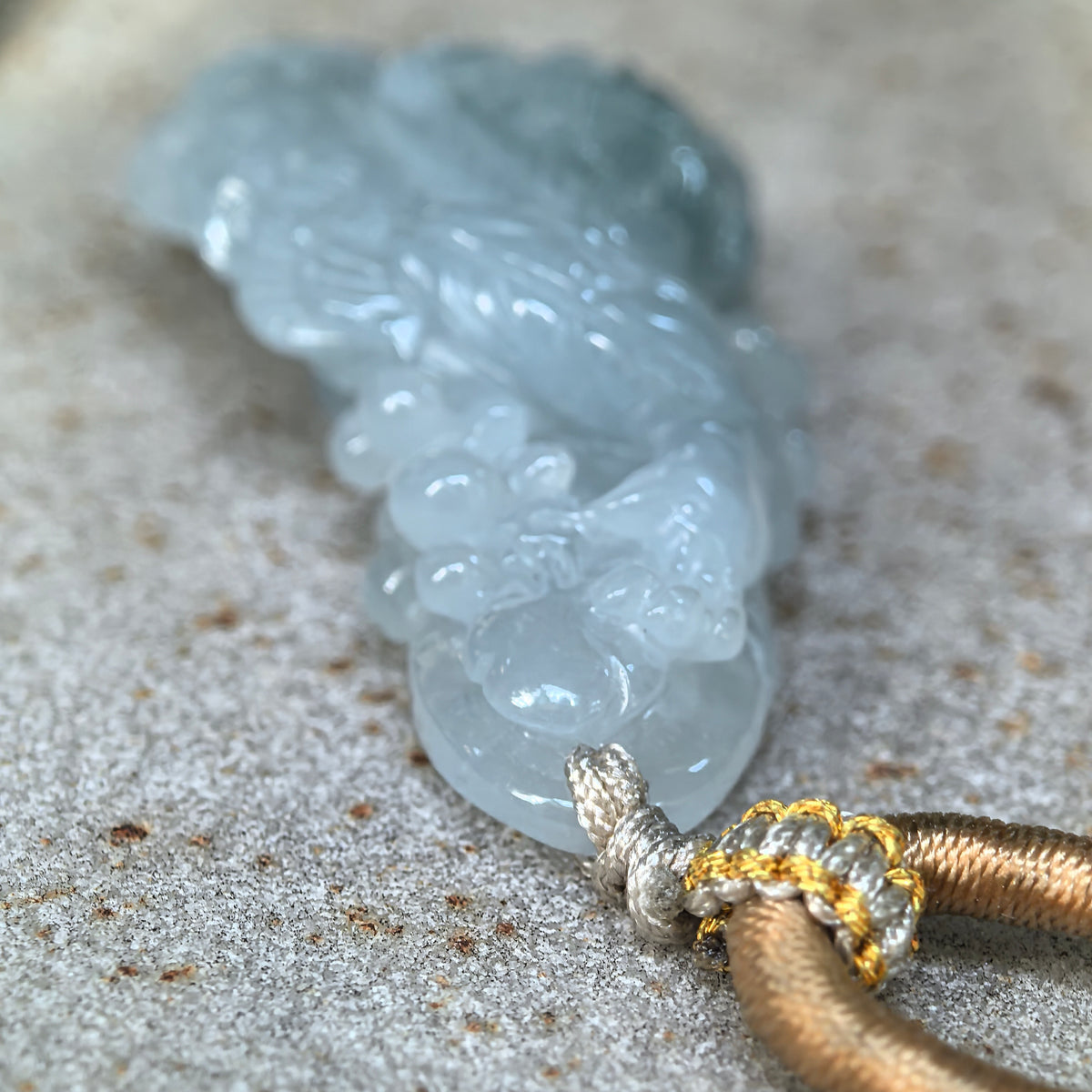 Icy Glutinous Blue Jadeite Phoenix Pendant