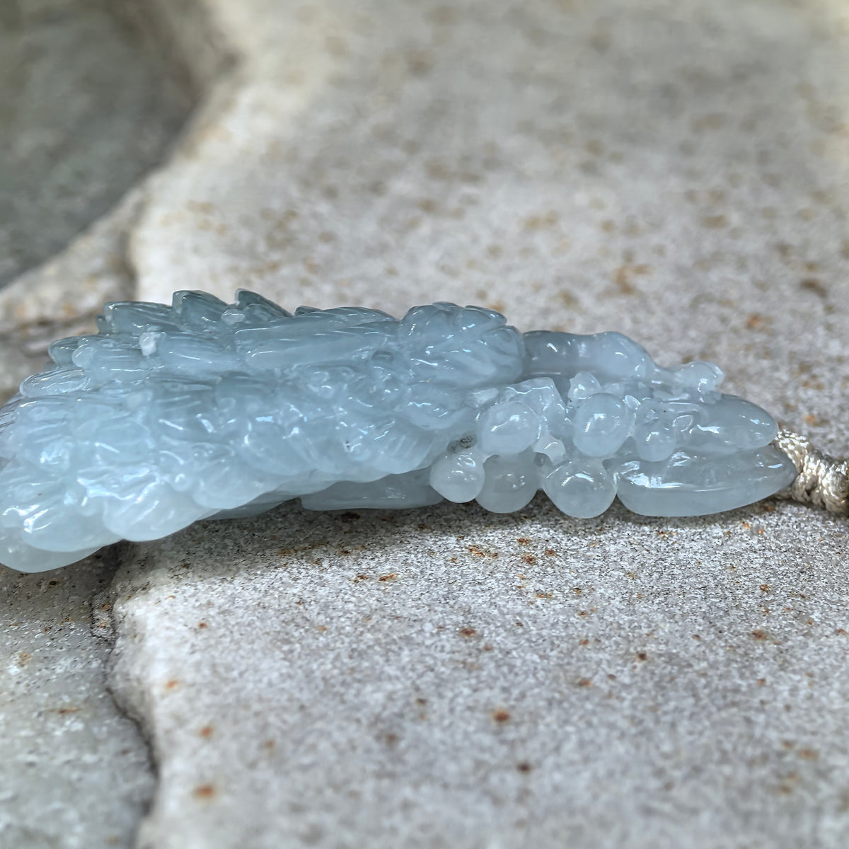 Icy Glutinous Blue Jadeite Phoenix Pendant