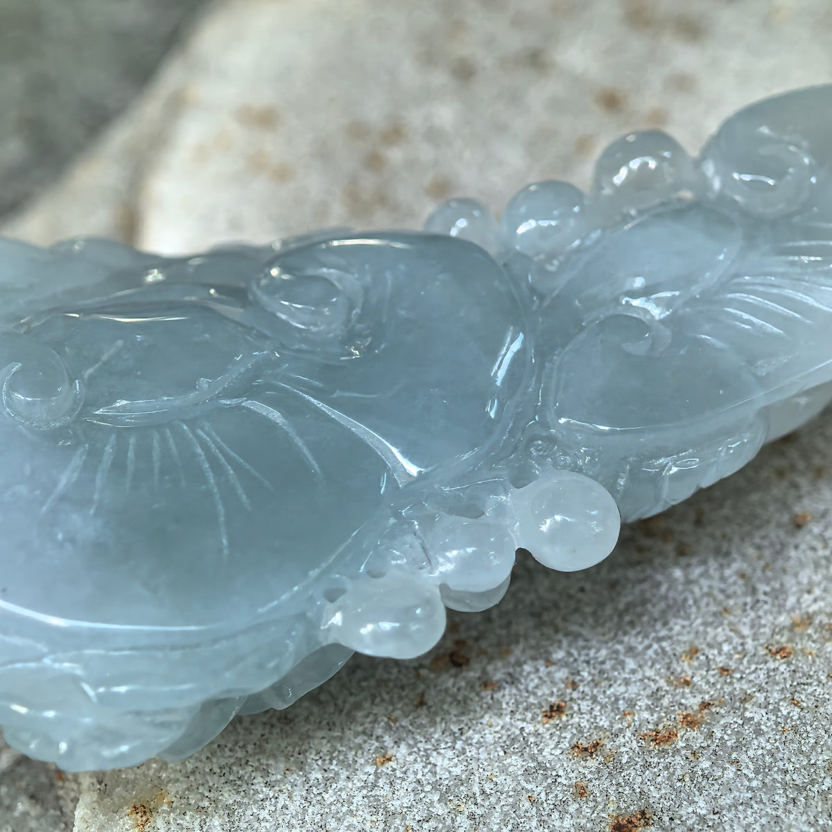 Icy Glutinous Blue Jadeite Phoenix Pendant