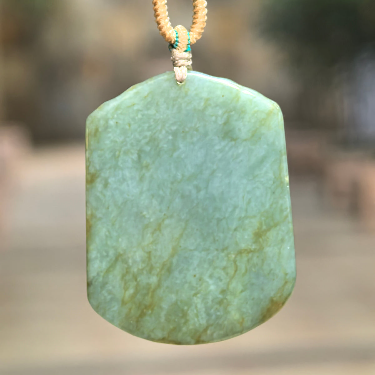 Glutinous Muted Gray-Green Jadeite Horse Plaque Pendant