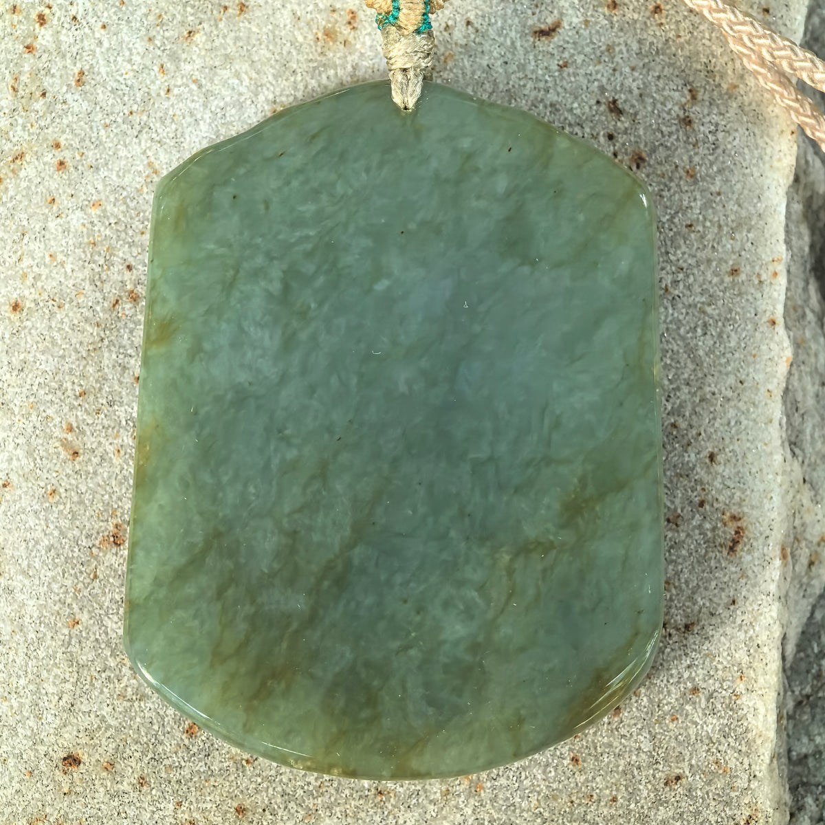 Glutinous Muted Gray-Green Jadeite Horse Plaque Pendant