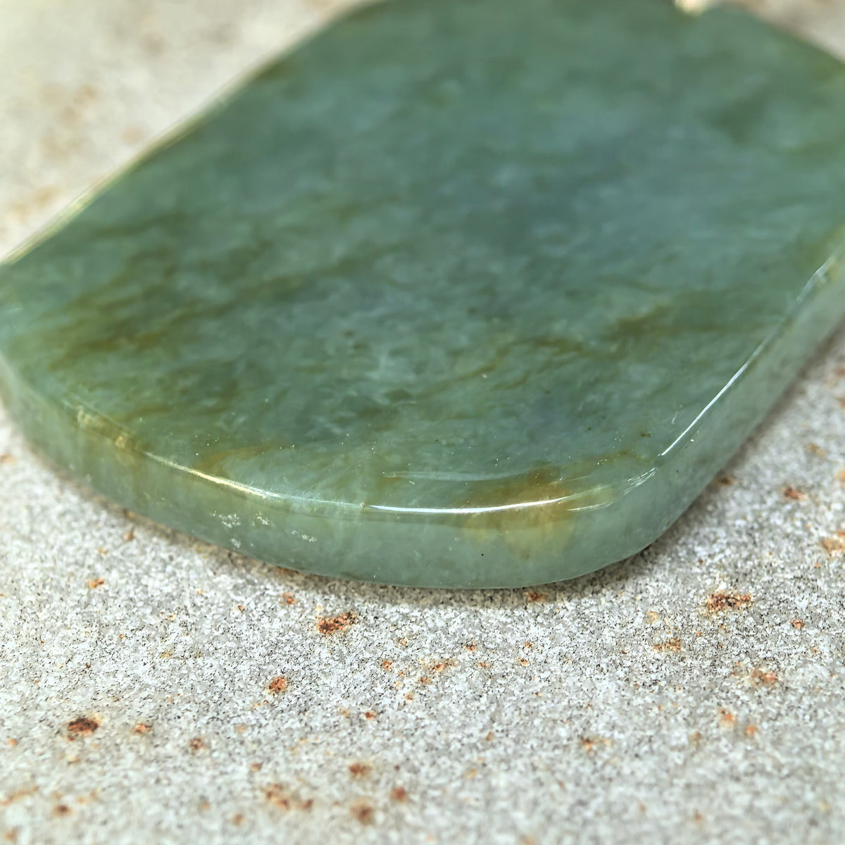 Glutinous Muted Gray-Green Jadeite Horse Plaque Pendant
