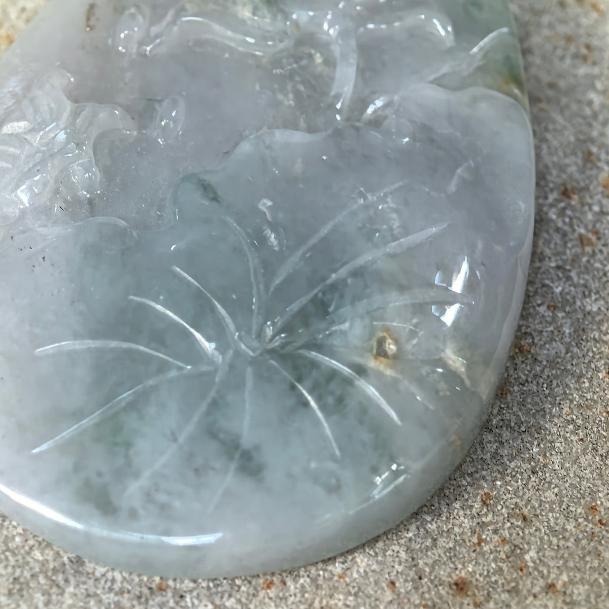 Glutinous Blue Jadeite Floral Plaque Pendant