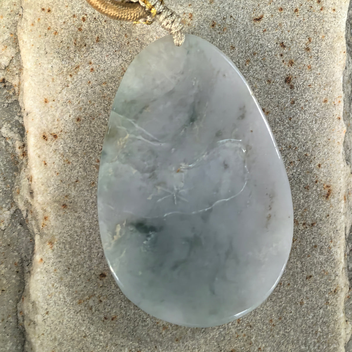 Glutinous Blue Jadeite Floral Plaque Pendant