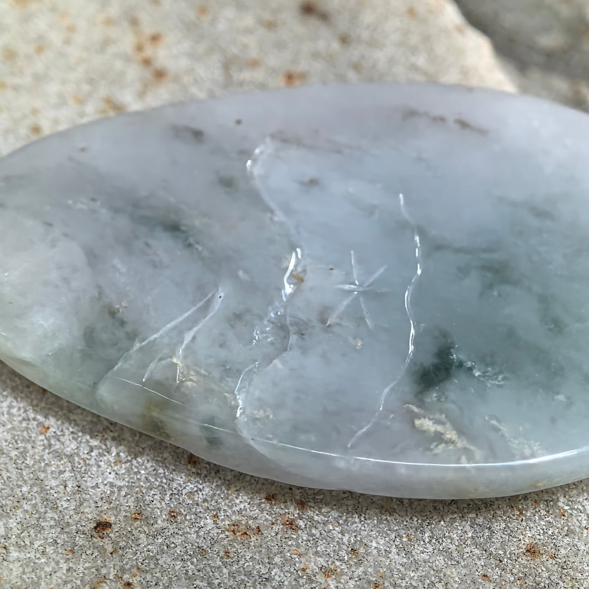 Glutinous Blue Jadeite Floral Plaque Pendant