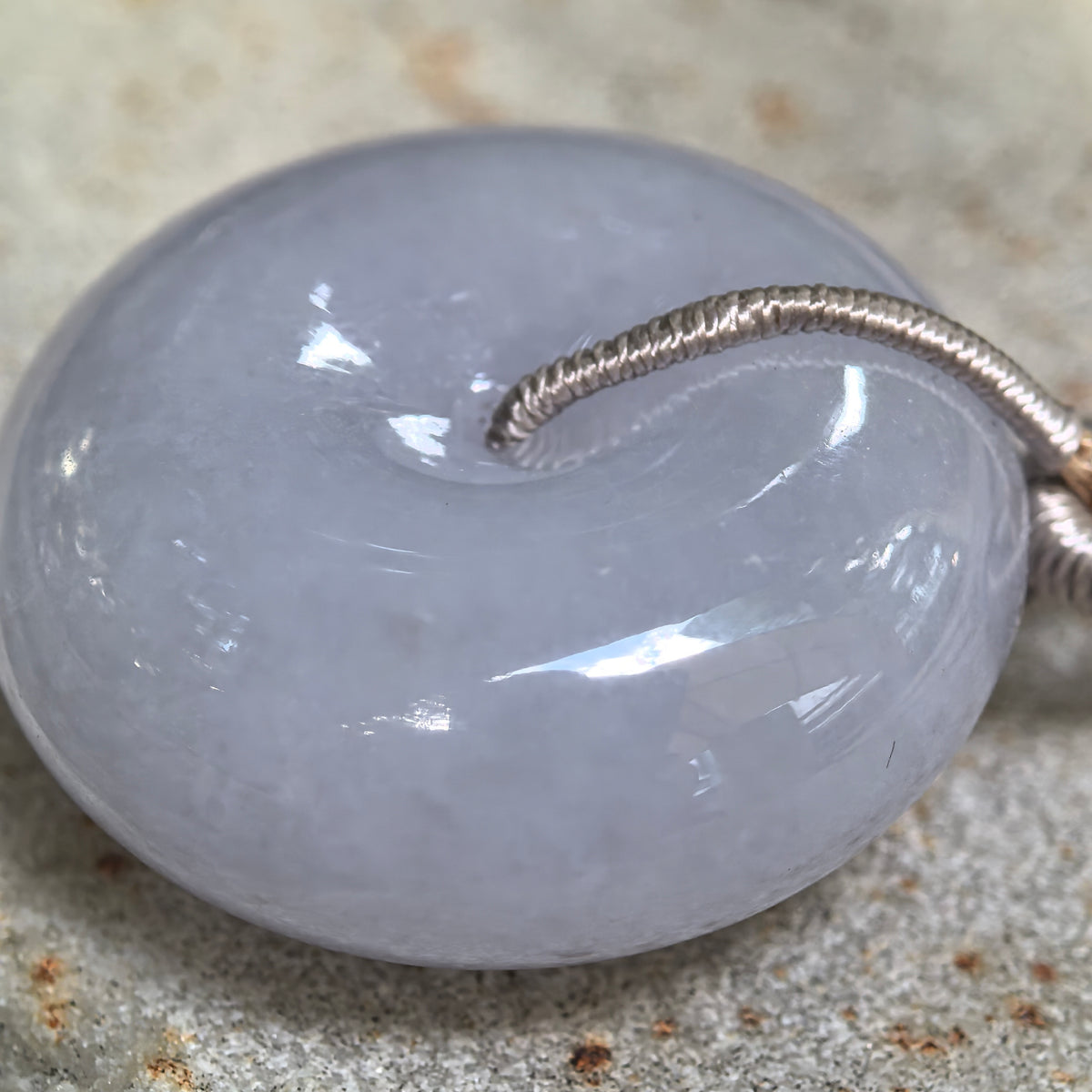 Glutinous Lavender Jadeite Peace Pendant with a Thick Rounded Profile