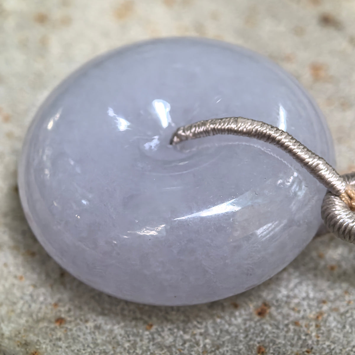 Glutinous Lavender Jadeite Peace Pendant with a Thick Rounded Profile