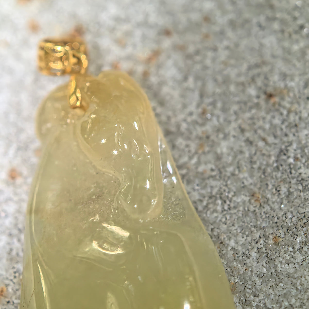 Icy Glutinous Yellow Horse Head Jadeite Pendant