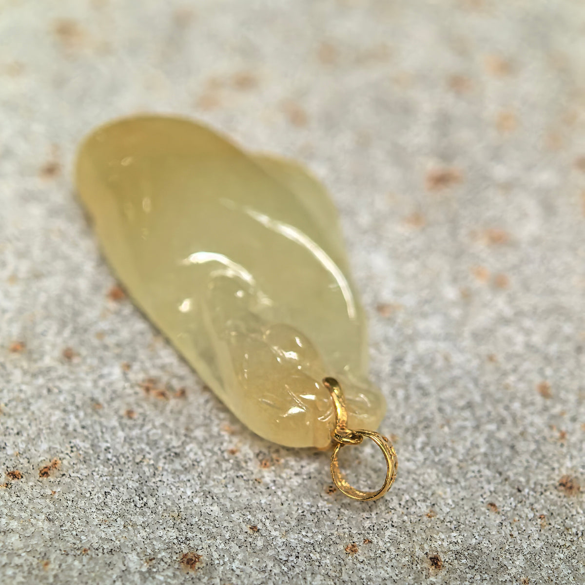 Icy Glutinous Yellow Horse Head Jadeite Pendant