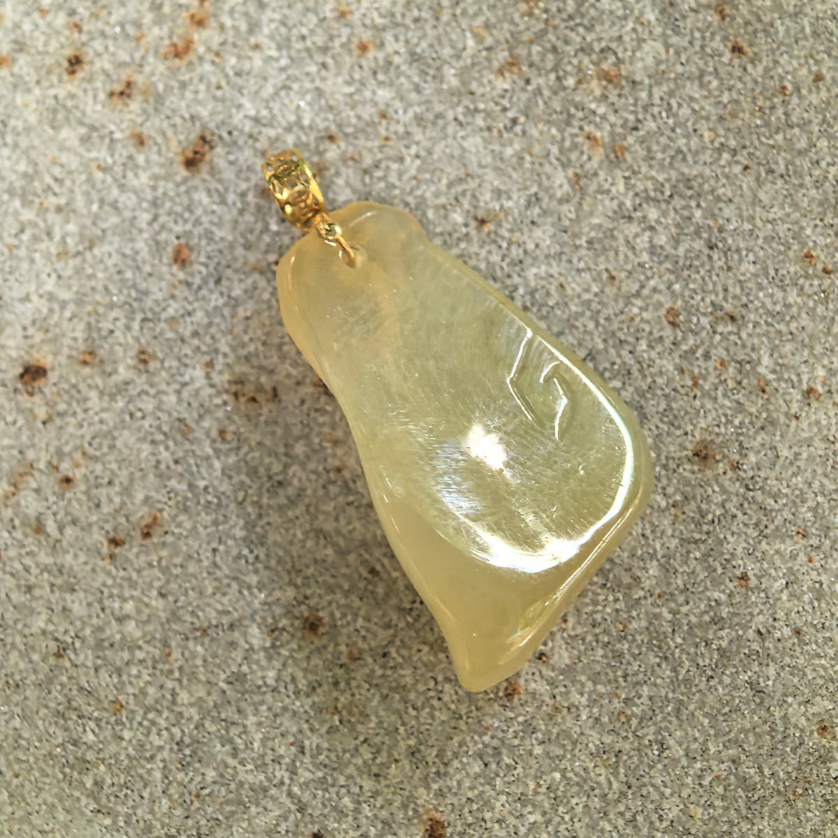 Icy Glutinous Yellow Horse Head Jadeite Pendant