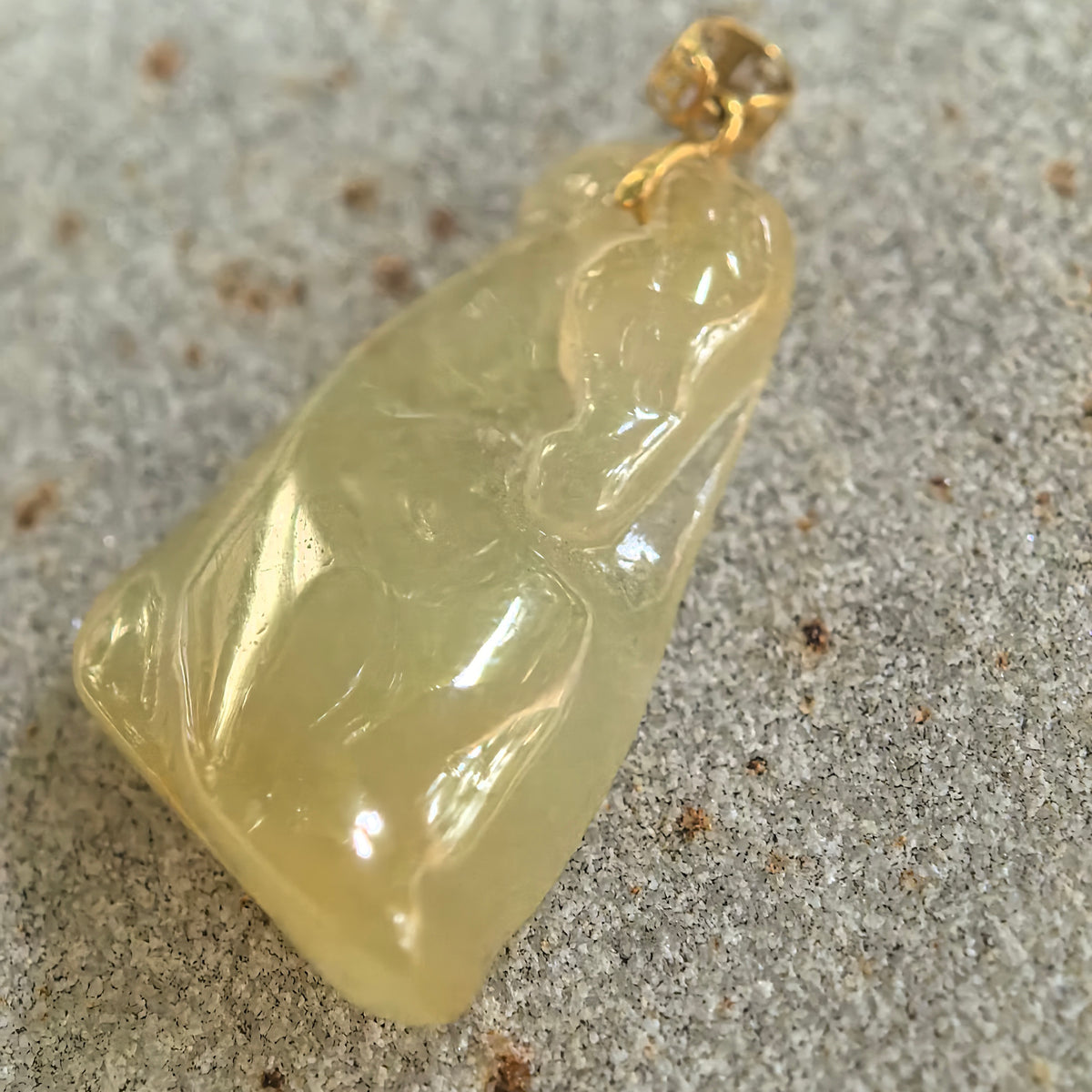 Icy Glutinous Yellow Horse Head Jadeite Pendant
