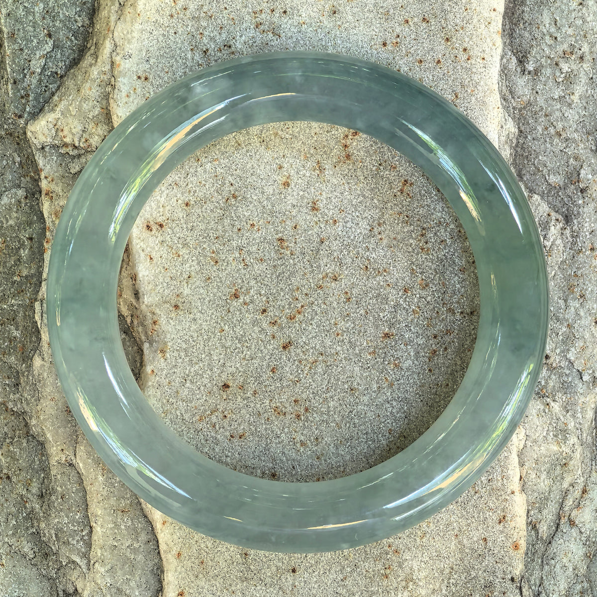 Icy Glutinous Light Green Round Jadeite Bangle -53mm