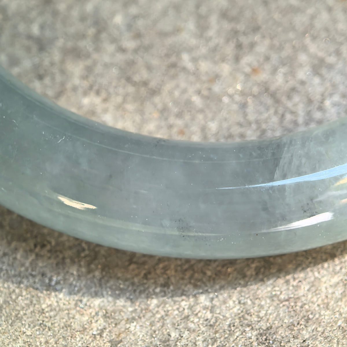 Icy Glutinous Light Green Round Jadeite Bangle -53mm