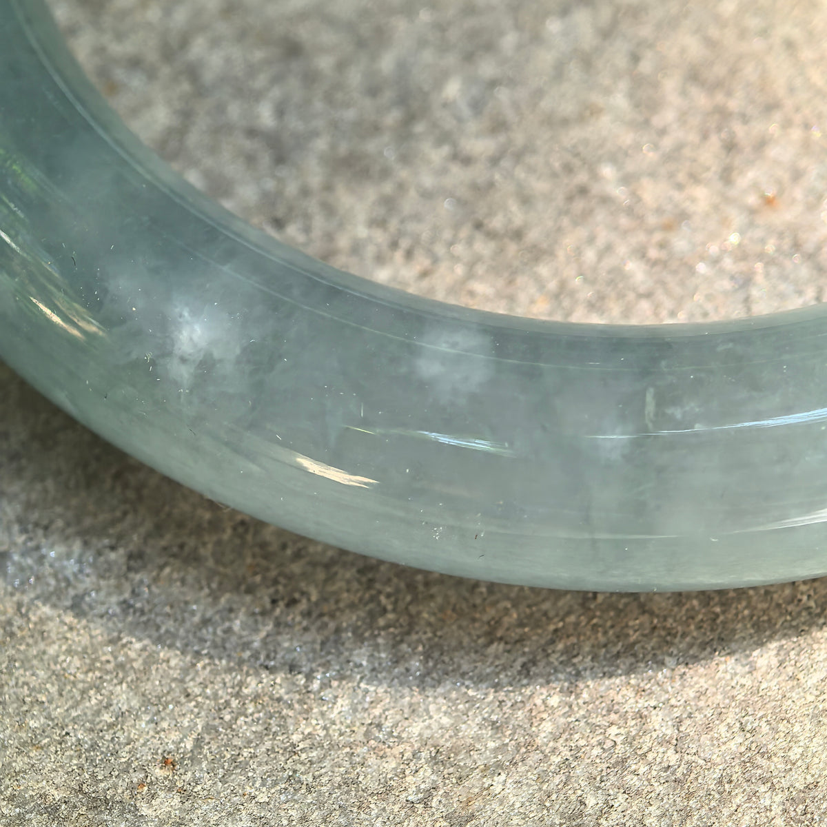 Icy Glutinous Light Green Round Jadeite Bangle -53mm