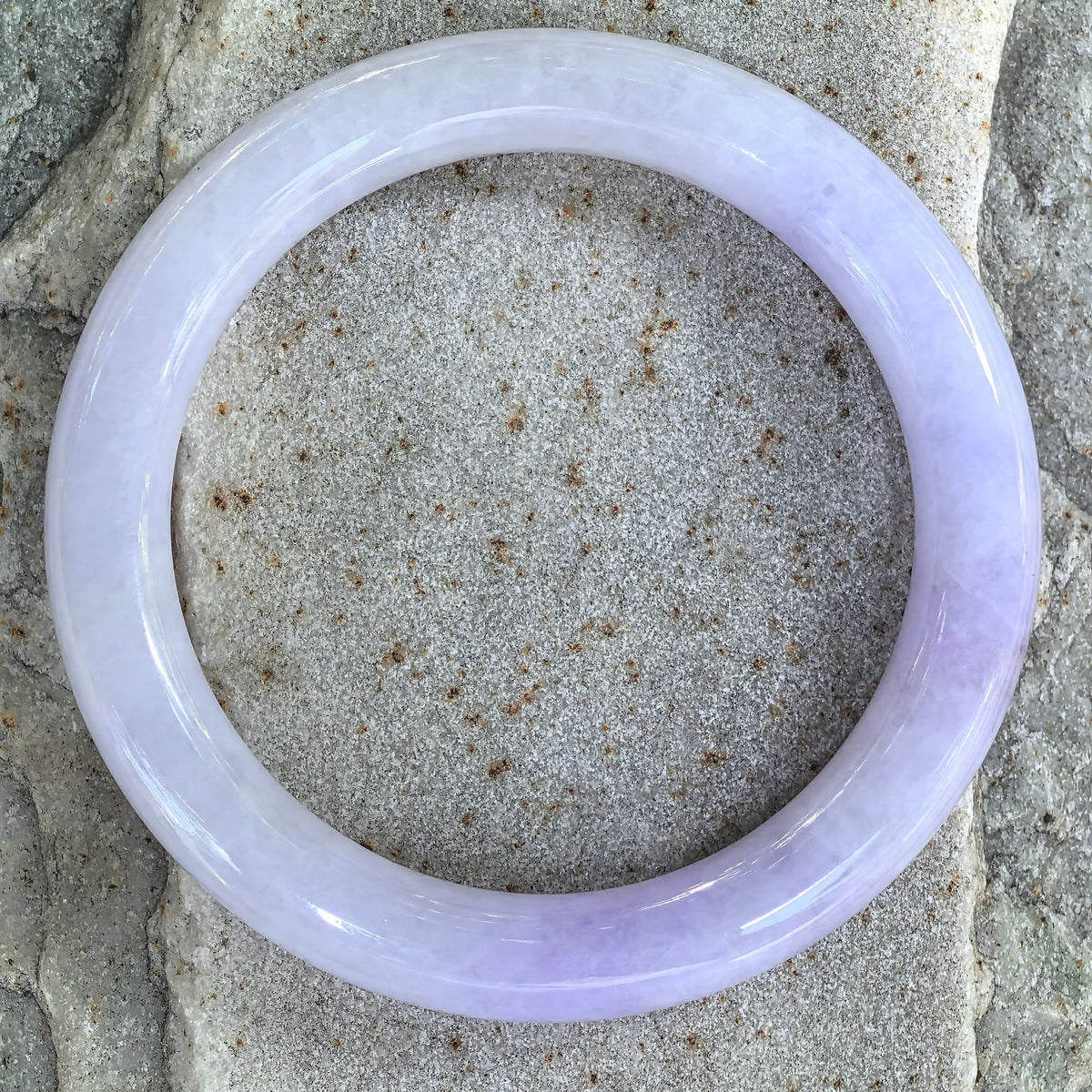 Glutinous Lavender Round Jadeite Bangle -51mm