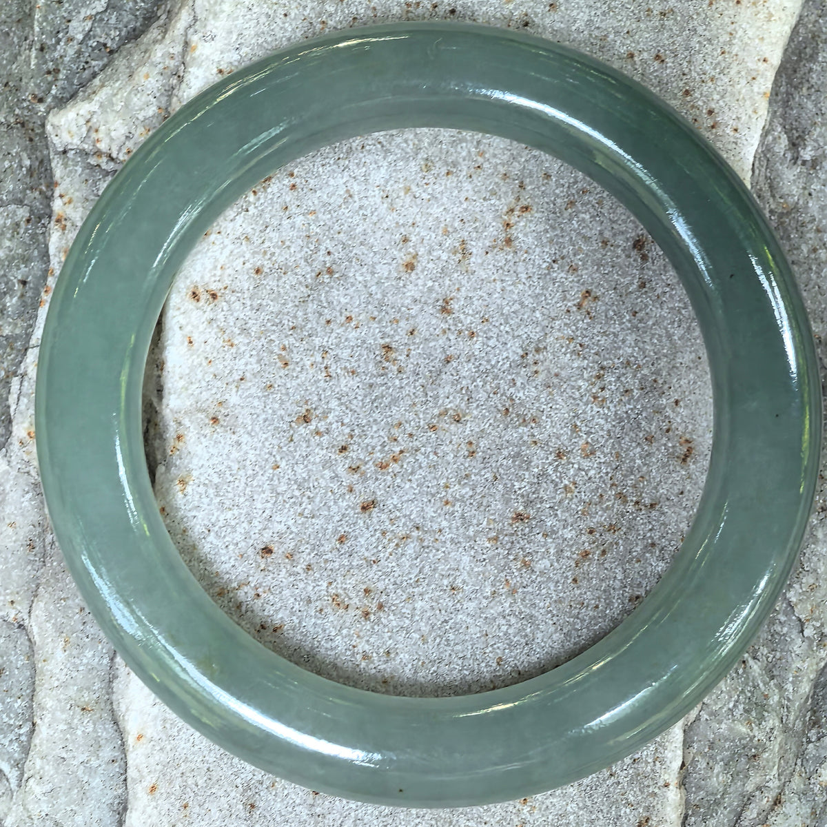 Icy Glutinous Green Round Jadeite Bangle -55mm