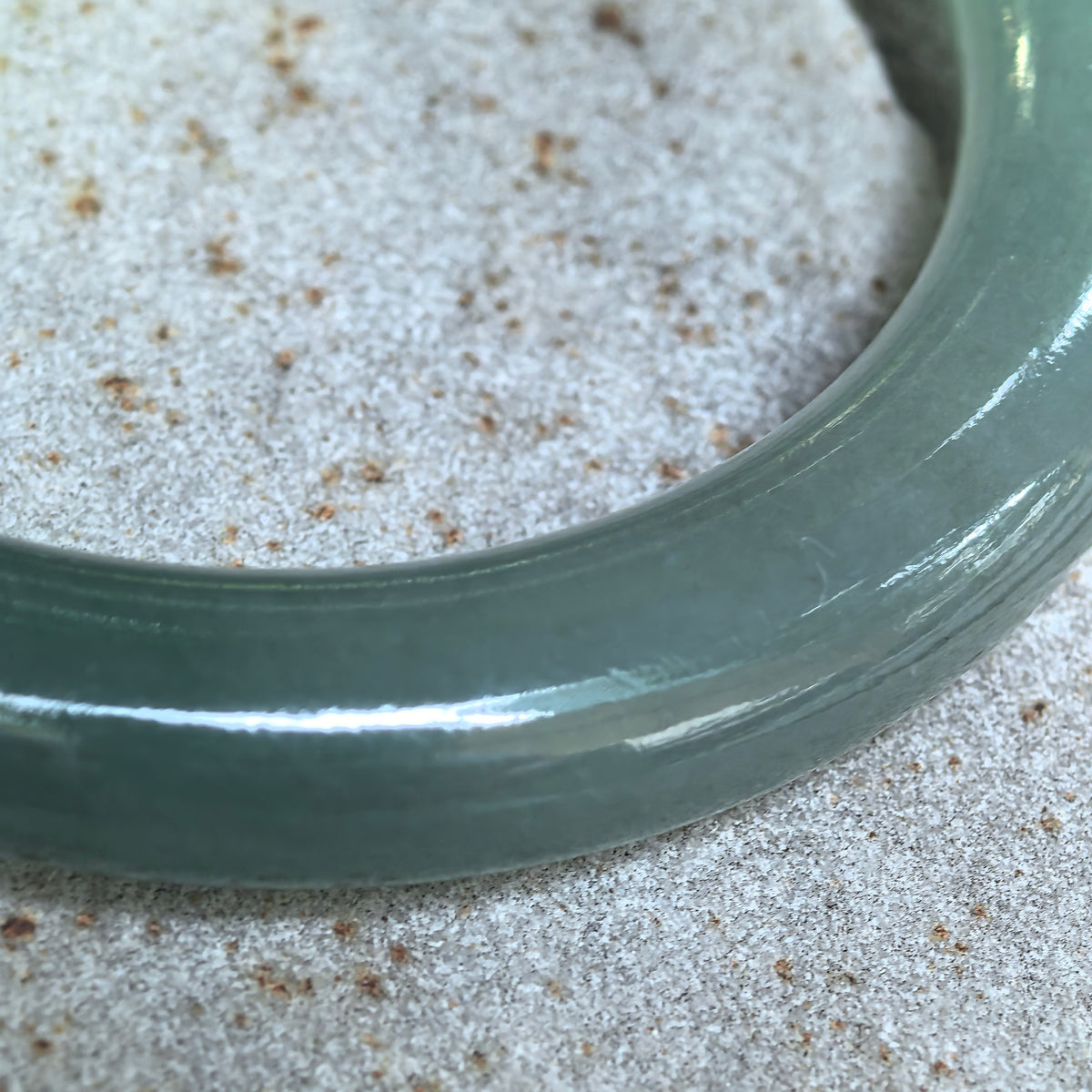 Icy Glutinous Green Round Jadeite Bangle -55mm